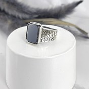 تصویر انگشتر نقره مردانه مدل عقیق رکاب کارتیر 