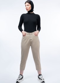 تصویر شلوار کتان مام استایل کرم Mamstyle cream Royal jeans pants