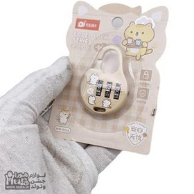 تصویر قفل آویز رمز دار گربه کرمی 2 فانتزی فلزی 