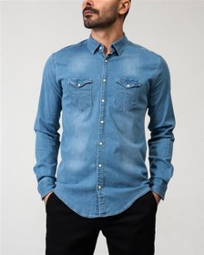 تصویر ​پیراهن مردانه جین آبی Ebra 
