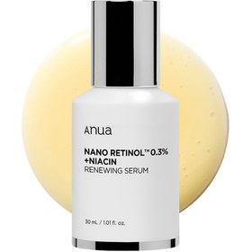 تصویر سرم جوانساز و روشن کننده نانو رتینول ۰.۳ درصد و نیاسین آنوا Anua Nano Retinol 0.3 % + niacin Renewing serum