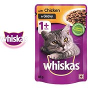 تصویر پوچ گربه بالغ ویتامینه ویسکاس مرغ گروی 100 گرم Whiskas Pouch With Chicken 100g