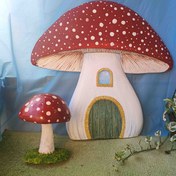 تصویر ماکت پاپیه ماشه خانه قارچی یک متری با طراحی فانتزی و جذاب mushroom house