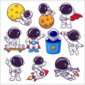 تصویر پیکسل چوبی مدل فضانورد مجموعه 10 عددی 