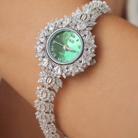 تصویر ساعت نقره جواهری زنانه روکش طلا 