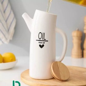 تصویر روغن ریز سرامیکی درب بامبو ظرفیت ۶۰۰ میلی لیتر 