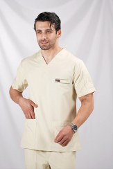 تصویر ست اسکراب آستین کوتاه یقه هفت کرمی 