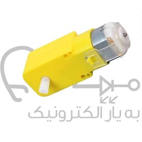 تصویر موتور گیربکس دی سی پلاستیکی زرد تک شفت (3V 350 RPM) 