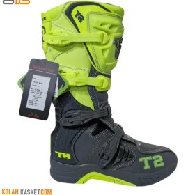 تصویر بوت موتور سواری کراسی T2 تایگر رنگ طوسی فسفری Crossy T2 Tiger Motorcycle Boots, Phosphor Grey