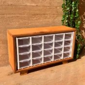 تصویر قفسه چوبی مدرن چندمنظوره با ۲۰ کشو 