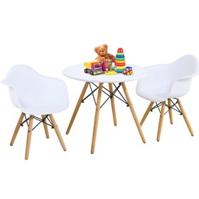 تصویر ست میز و صندلی کودک دو نفره؛ دسته‌دار مدل فایبرگلاس کد ۰۲ 