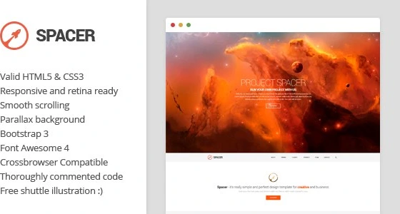 خرید و قیمت دانلود قالب HTML تک صفحه ای و پارالاکس Spacer | ترب