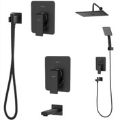 تصویر ست شیرآلات کسری مدل دامون توکار مشکی مات 