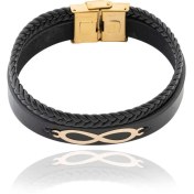 تصویر دستبند چرمی طلا مردانه بی نهایت بزرگ 