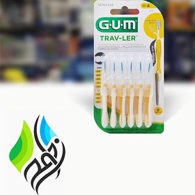 تصویر برس بین دندانی جی یو ام، سری تراولر، 1.3 میلی‌متر(1514)، بسته 6عددی GUM Trav-Ler Interdental Brushes 1.3 mm Yellow 6 pcs