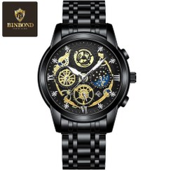 تصویر ساعت مچی مردانه بین باند اسکلتون صفحه چرخ دنده ای 