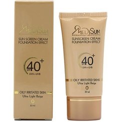 تصویر کرم ضد آفتاب کرم پودری پوست چرب SPF40 مدیسان - بژ خیلی روشن شماره 0 Sunscreen Cream Foundation Effect SPF40 For Oily Irritated Skin