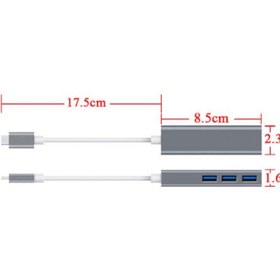 تصویر هاب و تبدیل اونتن مدل ONTEN Type-c TO USB 3.0 HUB With Ethernet OTN-9593 