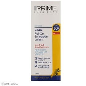 تصویر لوسیون ضد آفتاب پرایم مدل SPF50 Roll On فاقد رنگ 50 میل Prime Lotion Sunscreen Roll-On Invisible SPF50 Sport 50ml