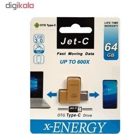 تصویر فلش مموری OTG ایکس انرژی مدل جت-سی با ظرفیت 64 گیگابایت x-ENERGY Jet-C 64GB USB 3.0/Type-C OTG Flash Memory