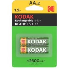 تصویر باتری قلمی قابل شارژ کداک مدل Kodak Rechargeable 2600mAh Ni-MH پک 2 عددی Kodak Rechargeable 2600mAh Ni-MH AA 2 pcs Battery