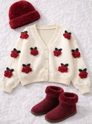 تصویر کاردیگن بافت وارداتی گل رز 