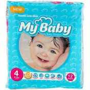 تصویر پوشک کودک مای بیبی سایز ۴ بسته ۱۲ عددی 