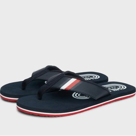 تصویر دمپایی لژدار با کفی ماساژور لوگو برند Tommy Hilfiger Logo Massage Footbed Flip Flops