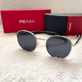 تصویر عینک پرادا فلزی گرد (کد 116) - دسته نقره ای 