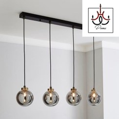 تصویر لوستر لاینر مدرن مولکولی, مشکی | مناسب جزیره، کانتر، اوپن و میز ناهارخوری | کد LK-43 | برند رومالوستر - دودی 