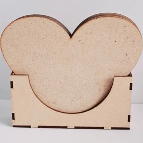 تصویر زیر لیوانی چوبی و استند زیرلیوانی خام برگ انجیری (بیس چوبی) پک ۶عددی 