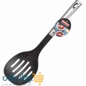 تصویر کفگیر تفلون شیار دار دسته استیل شنگیا 