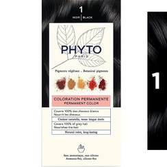 تصویر کیت رنگ موی بدون آمونیاک فیتو شماره 1 رنگ مشکی حجم 50 میل PHYTO AMONIA FREE PERMENANT HAIR COLOR NO. 1 BLACK