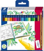 تصویر ماژیک تری پلاس نوک نمدی استدلر - بسته‌ی پانزده رنگ triplus fibre-tip pen 