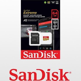 تصویر کارت حافظه سندیسک مدل Sandisk Extreme microSD 64GB 160MB Sandisk Extreme microSD 64GB 160MB