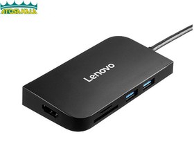 تصویر هاب 7 پورت Type C لنوو Lenovo S707 7 in 1 Type C HUB Adapter HDMI PD3.0 SD/TF Reader 