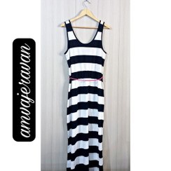 تصویر لباس زنانه برند esmara آلمان سایز Lیا 44تا46راه راه مشکی سفید نخ وپنبه ساحلی وراحتی 