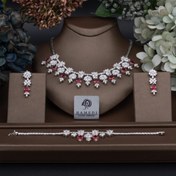 تصویر سرویس نقره جواهری عروس مدل SIL R2 با سنگ اتمی 