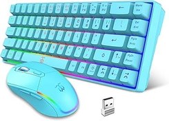 تصویر کیبورد و ماوس بی‌سیم KW68 KW68 2.4G WIRELESS COLORFUL LIGHTING GAMING KEYBOARD AND MOUSE SET