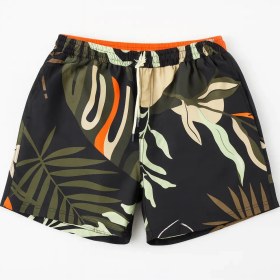 تصویر مایو مردانه پارچه ای طرح برگ سرمه ای 