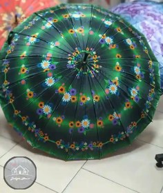 تصویر چتر گلدار سبز 