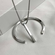 تصویر ست جواهرات استیل شامل گردنبند و بنگل پیچ 