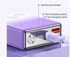 تصویر پاوربانک شارژ سریع تایپ سی و یو اس بی 20 وات 10000 یوسامز Usams US-CD192 PD20W 10000mAh Fast Charging Power Bank