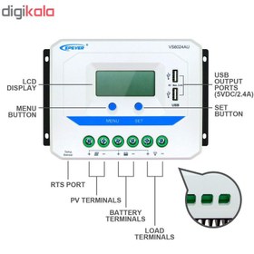 تصویر شارژ کنترلر 60A و 24V مدل VS6024AU سری PWM برند EPEVER EPEVER Solar Charge Controller 60A VS AU Series PWM VS6024AU