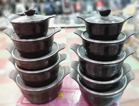 تصویر سرویس قابلمه یونیک ۱۲ تیکه نانو گرانیت لبخندی Unique - کاکایویی Cookware Set 12pcs Unique Pro Nano Granit