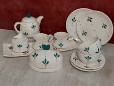 تصویر ست صبحانه خوری سرامیکی طرح گل ریز 