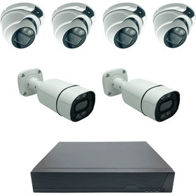 تصویر پک 6 عددی دوربین مداربسته 5 مگاپیکسل دید در شب رنگی AHD مدل 3560017 CCTV AHD 5mp Warmlight 3560017 Package