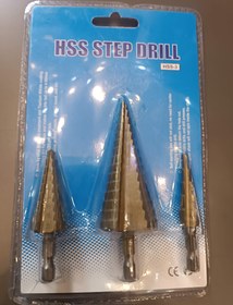 تصویر گردبر کاجی(مته) ۳عددی HSS STEP DRILL