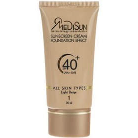 تصویر ضد آفتاب کرم پودری +SPF40 مناسب انواع پوست مدیسان – بژ روشن ا Medisun Sun screen cream 