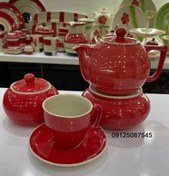 تصویر فنجان نعلبکی چایخوری رنگی دوریکا طرح تکرنگ cup and saucer dorika